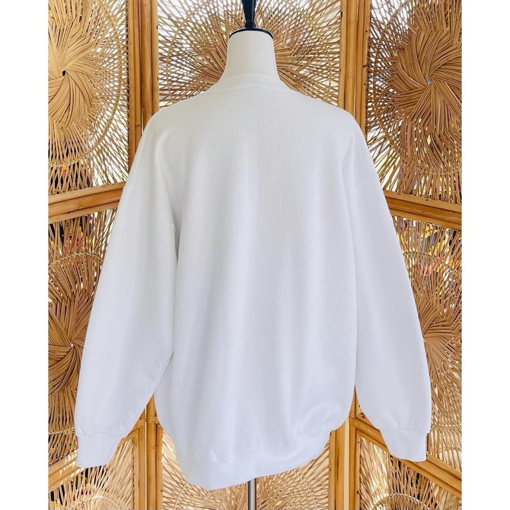 Vintage White Oversized Fall Happy Thanksgiving Wishes Holiday Sweatshirt - Picture 3 of 6